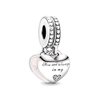 Europe 925 Silver Family Charm Pendant - Boy, Girl, Mom & Sisters Bead for Pandora Bracelet, Sparkling Dangle Jewelry