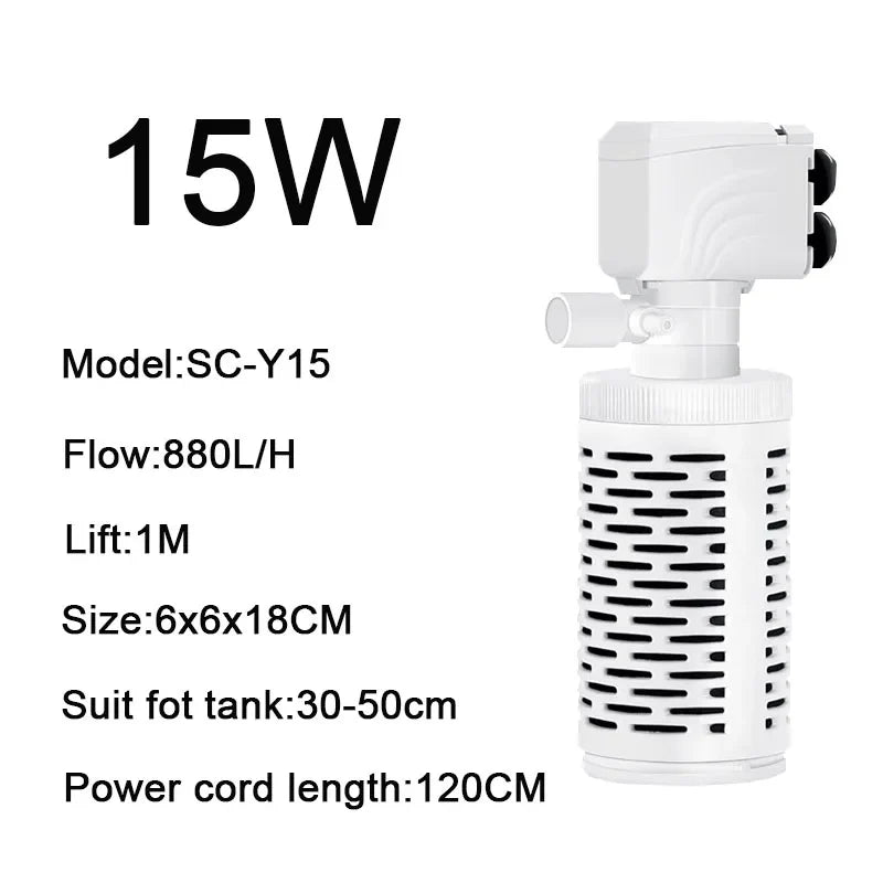 3 in 1 Aquarium Filter Pump – Silent Submersible Air Oxygen Aerator, Water Changer & Wave Maker, 220