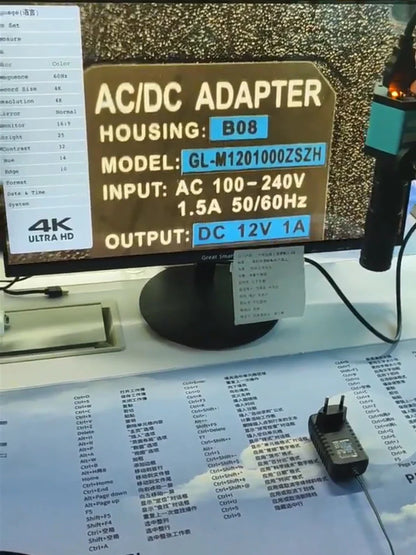 1080P 4K Industrial Microscope – 150X C-Mount Lens with 48MP/13MP Digital Camera, HDMI/USB-C/VGA for PCB Soldering & DIY