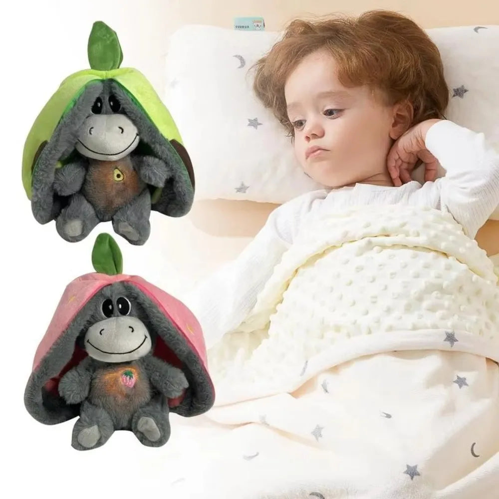 12.6-inch Luminous Breathing Plush Doll – Motion Light Baby Sleeping Toy Donkey Cartoon Soft Doll for Early Childhood