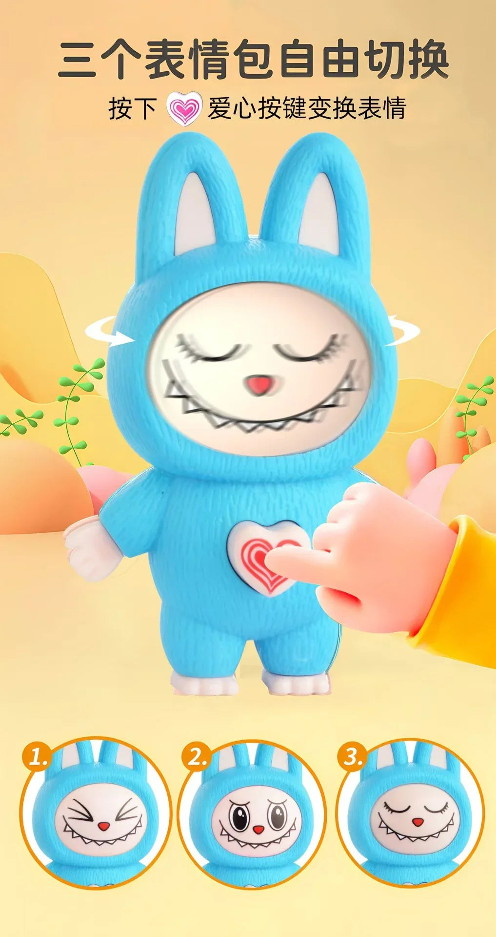 Labubu Cartoon Q-Version Face-Changing Doll Keychain – Kawaii Backpack Toy & Stress Relief Gift