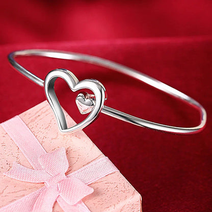 Women’s 925 Sterling Silver Open Cuff Bangle – Adjustable Charm Bracelet for Wedding Party Fashion Jewelry