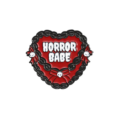 Pink Heart Brain Ghost Enamel Brooch – Gothic Retro Radio & TV Badge, Funny Punk Lapel Pin Jewelry Gift