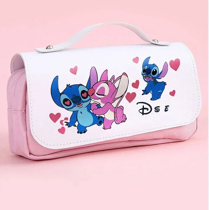 Anime Stitch Fully Printed Flap Pencil Case – Cartoon Stationery Bag for Primary & Secondary Students