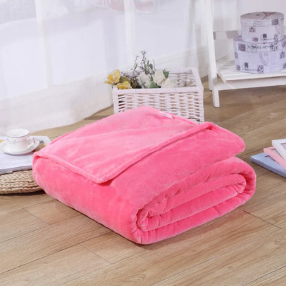 230GSM Coral Fleece Blanket – Soft Warm Flannel Bedspread & Sofa Cover in Blue & Pink