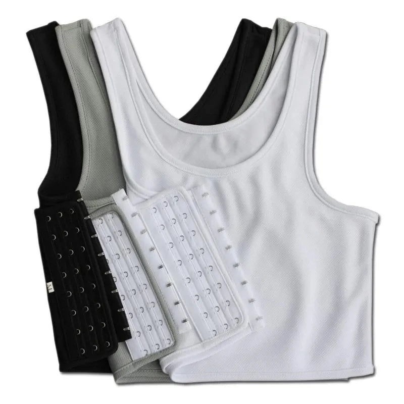 Seamless Flat Breast Binder Tank Top - Tomboy Underwear for Women - Summer Short Vest Bustier Shaper