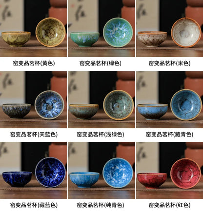 45ml Household Ceramic Teacup – Kiln Change Satin Blue Master Cup for Tea Tasting & Jianzhan Teahouse Teaware