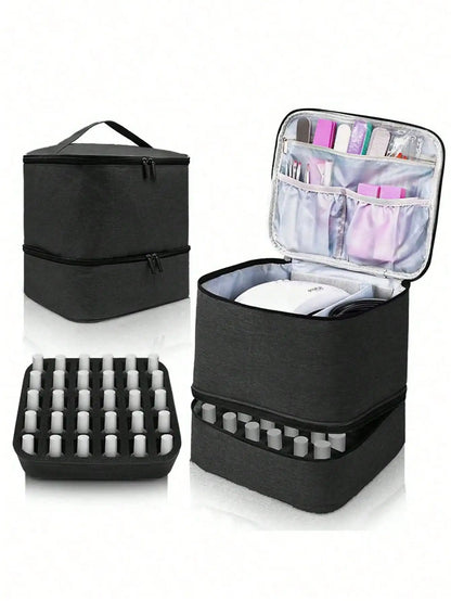 Women's Portable Double-Layer Nail Polish & Essential Oil Storage Bag – Multi-Function Organizer for Travel