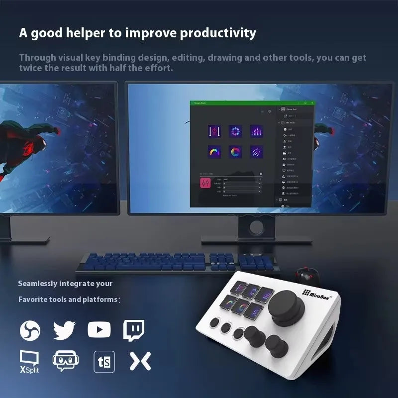 Mirabox N3 Streamdeck Keypad — Mini Customizable Macro Keyboard with Screen & Knob for Desktop