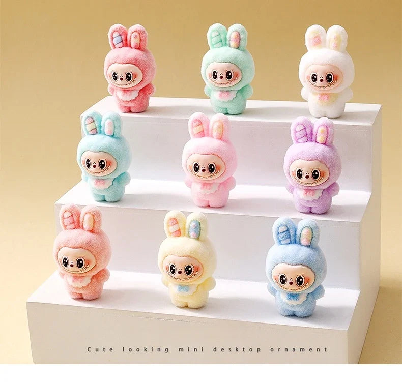 10pcs Babythree Rabbit Anime Flocked Action Figures Decorative Pendant Kawaii Desktop Dolls Toy Gifts