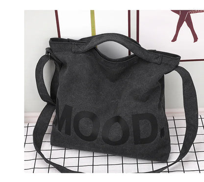 Women’s Tote Bag – Casual Canvas, Large Capacity Designer Handbag, Letters Shoulder & Crossbody Luxury Big Shopper Bag
