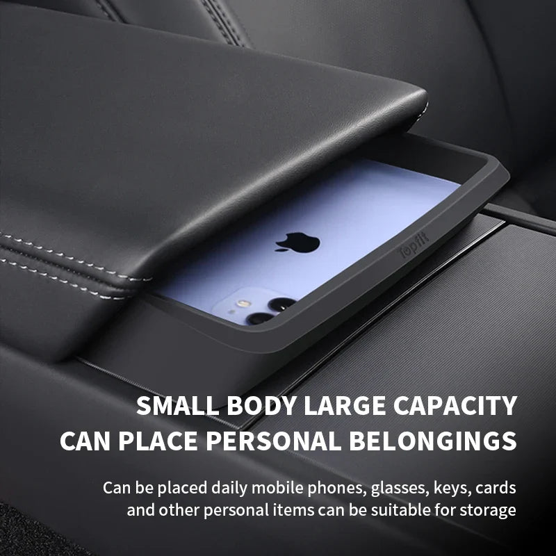 Central Armrest Storage Box for Tesla Model Y/3/3 Highland – Multi-Functional Glasses & Phone Organizer Case, 2024 Accessory