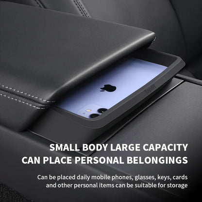 Central Armrest Storage Box for Tesla Model Y/3/3 Highland – Multi-Functional Glasses & Phone Organizer Case, 2024 Accessory