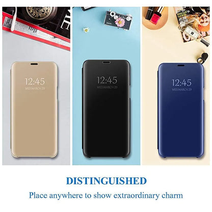 Smart Flip Case for Samsung Galaxy Z Fold – PU Leather Mirror Plating Kickstand Cover, Shockproof Funda for Fold 2/3/4/5/6 & W21/W22 5G