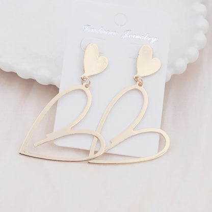 2024 Trendy Heart Dangle Earrings — Double-Layer Love Pendants for Women, Bohemian Hanging Ear Jewelry