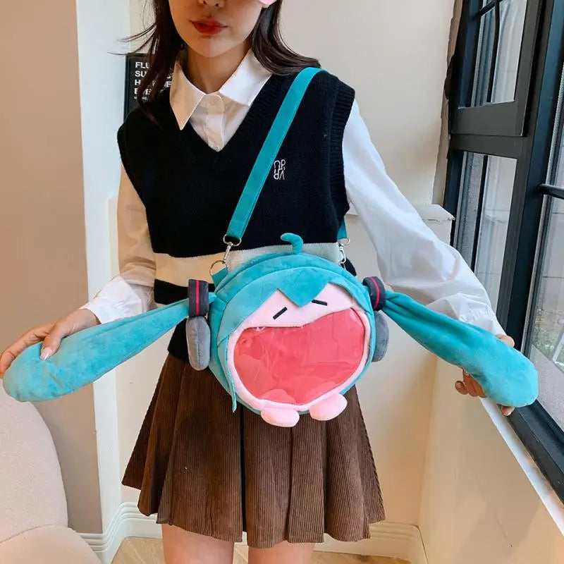 Anime Hatsune Miku Q Version Kawaii Shoulder Bag – Transparent Doll Plush Toy Backpack, Perfect Christmas Gift