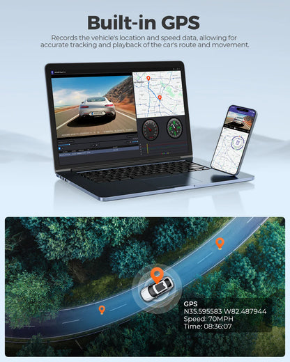AZDOME M550 Pro 4K Car DVR Dash Cam – WiFi 5.8GHz, Front/Cabin/Rear Cameras, GPS, Night Vision & Parking Monitor