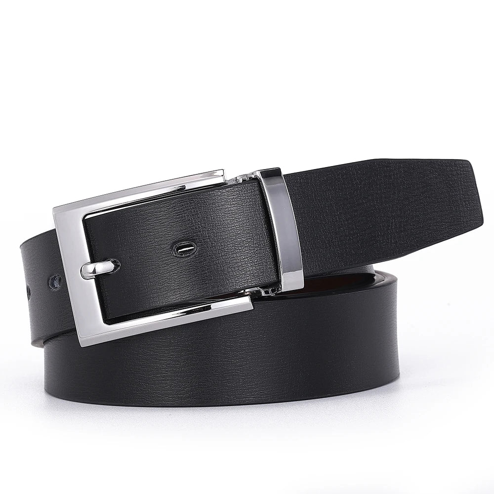 Men’s Pin Buckle Cowskin Leather Belt – High-Quality Designer Waist Strap, Luxury Fashion Accessory