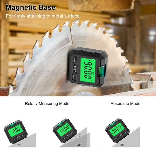 Digital 360° Angle Gauge – Mini Electronic Inclinometer with Magnetic Base, Universal Bevel Protractor Measurement Tool