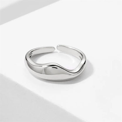 Gold & Silver Irregular Wave Ring — Handmade Geometric Adjustable Jewelry for Women