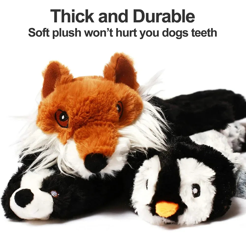 5-Pack Stuffingless Dog Toys – Funny Animal Plush Chew Toys with Squeakers & Crinkle for Dogs