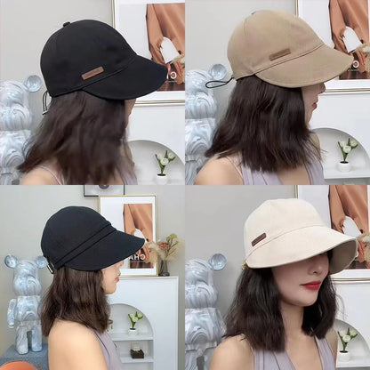 Women's Foldable Sunhat - Stylish Summer Outdoor Fisherman Hat for Sunscreen and UV Protection, Adjustable Cotton Wide Brim Bucket Cap