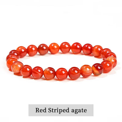 Natural Stone Beaded Bracelet - Obsidian, Fluorite & Quartz Healing Stretch Jewelry for Men & Women
