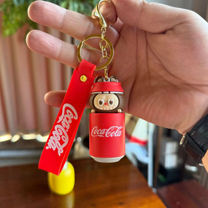 12pcs Labubu Monster Coca Cola Mini Doll Keychains — 4 Styles Action Figures for Kids