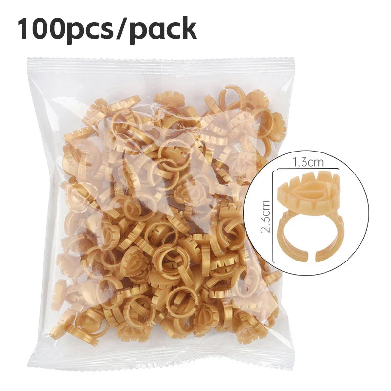 AILEISHI 100PCS Disposable Eyelash Glue Cup Rings – Lash Extension Pigment Holder Tattoo Makeup Tools