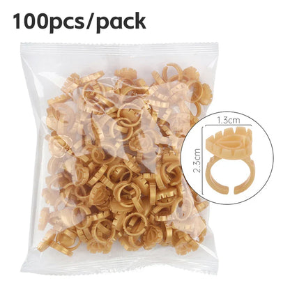 AILEISHI 100PCS Disposable Eyelash Glue Cup Rings – Lash Extension Pigment Holder Tattoo Makeup Tools