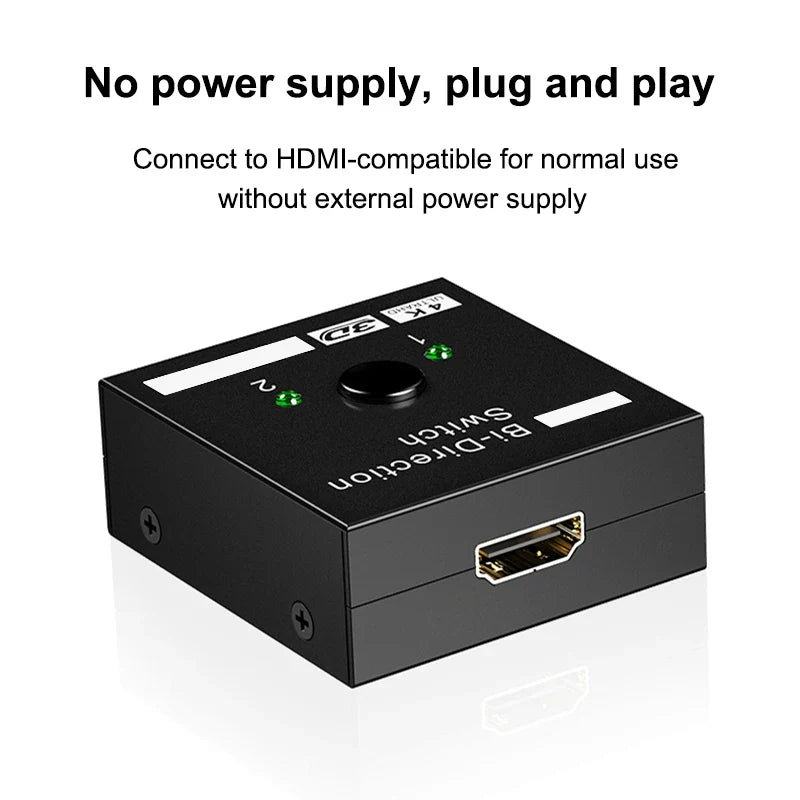 HDMI-Compatible Bi-Directional Switch 2.0 Splitter – 1x2/2x1 Adapter, 4K Converter for PS4 Pro/4/3 & TV Box