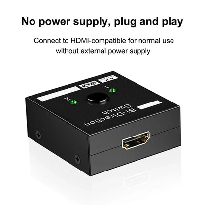 HDMI-Compatible Bi-Directional Switch 2.0 Splitter – 1x2/2x1 Adapter, 4K Converter for PS4 Pro/4/3 & TV Box