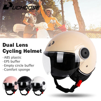 DOT Certified Vintage Open Face Motorcycle Helmet – Retro 3/4 Cruise Casco Casque Moto for Men & Women