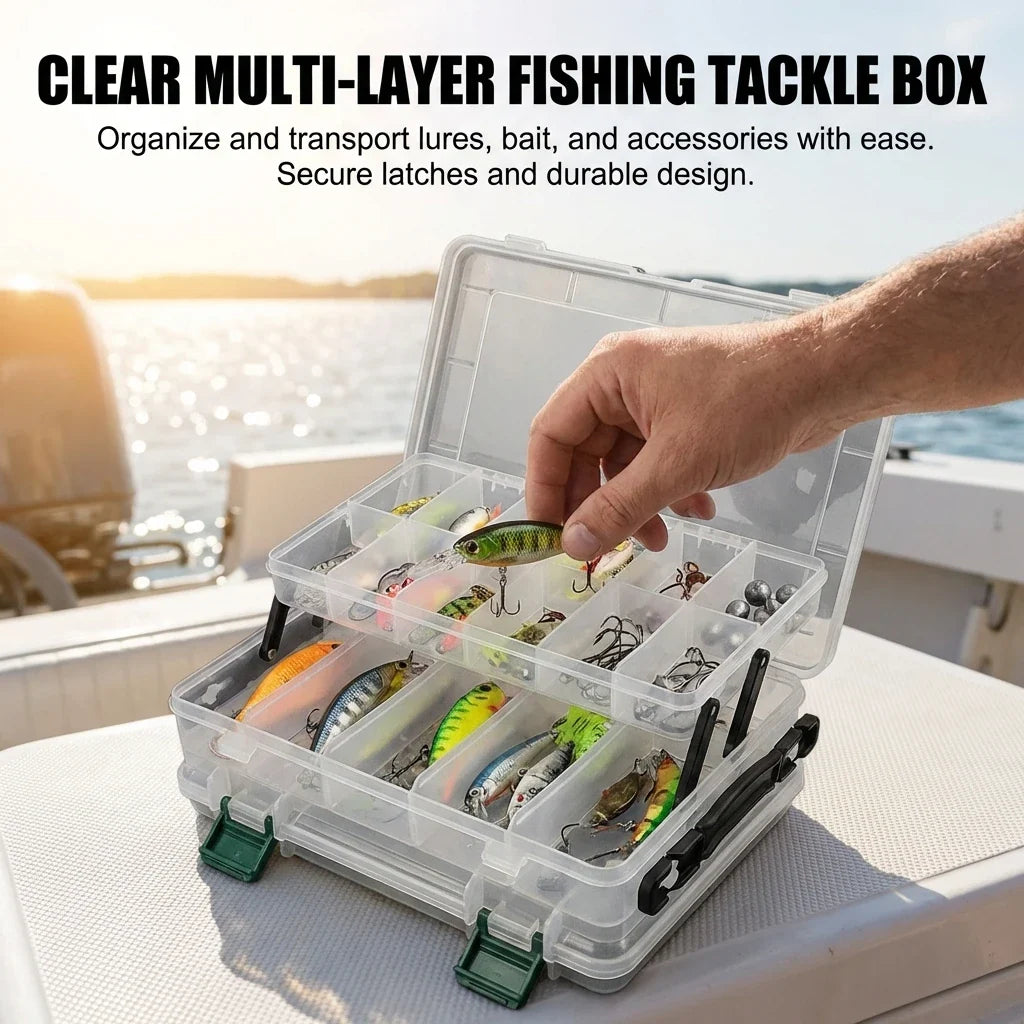 Double-Layer Fishing Tackle Box - Portable Bait & Lure Storage Organizer with Handle