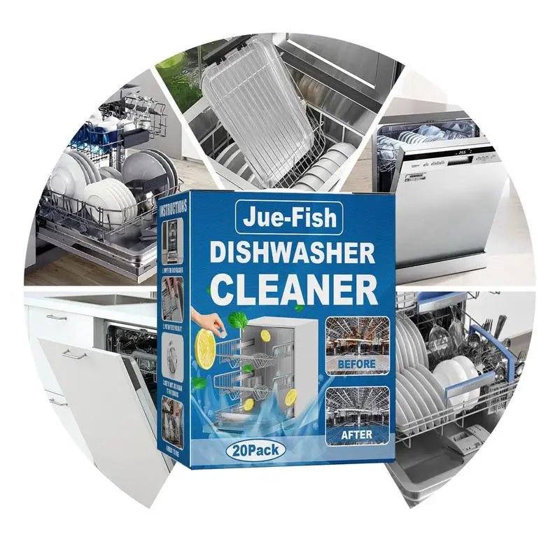 20pcs Dishwasher Cleaner - Powerful Stain and Limescale Removal Tablets for Odor-Free, Clean Dishes