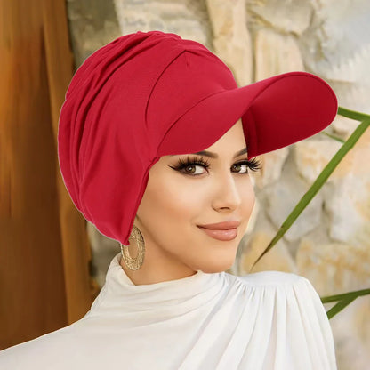 Women’s Wide Brim Headwrap Hat – Multicolor Muslim Turban Cap, Pullover Bonnet Sun Hat for Travel & Hair Loss Fashion
