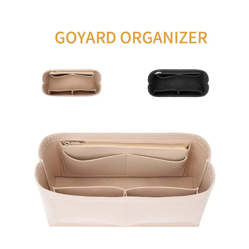 Felt Insert Bag Cosmetic Organizer for Goyard Tote: Makeup Bags with Zipper, Inner Pouch for Luxury Handbags - Women's Accessory