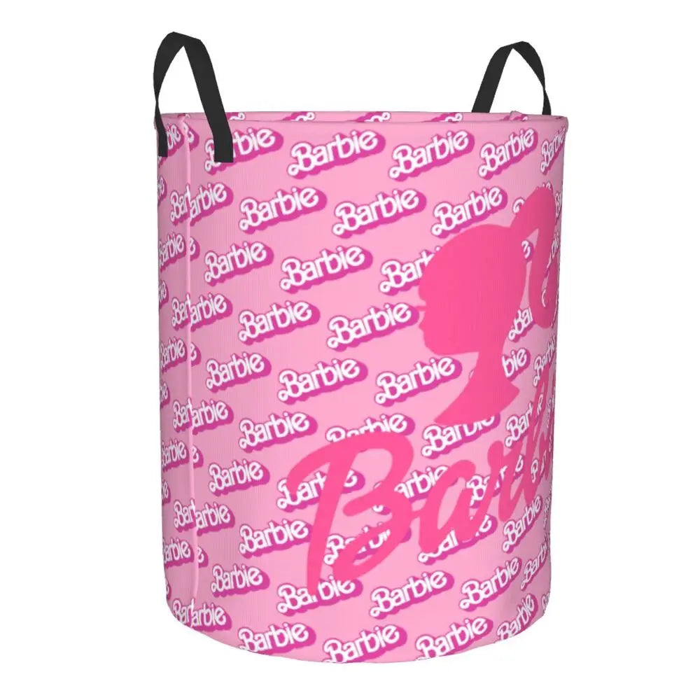 Custom Barbie Logo Laundry Basket – Collapsible Large Capacity Clothes Storage Bin, Disney Baby Hamper