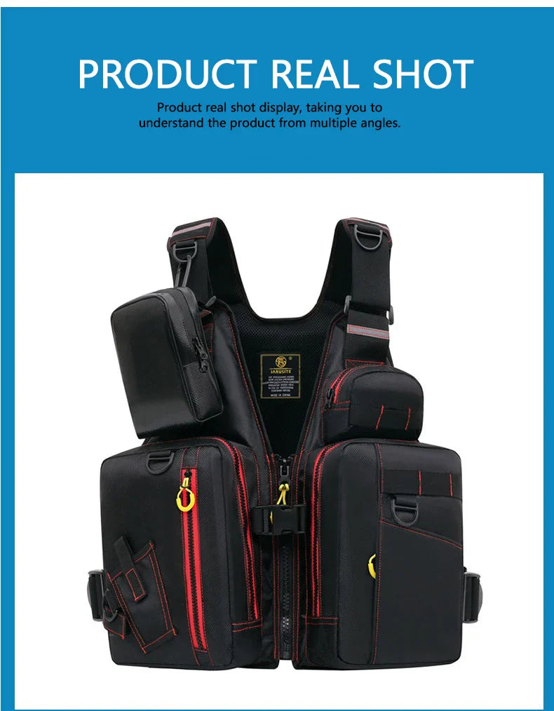 Multi-Functional Life Jacket Vest for Outdoor Fishing – Safety Vest with Storage Pockets & Buoyant Materials