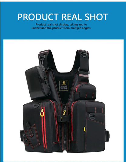 Multi-Functional Life Jacket Vest for Outdoor Fishing – Safety Vest with Storage Pockets & Buoyant Materials
