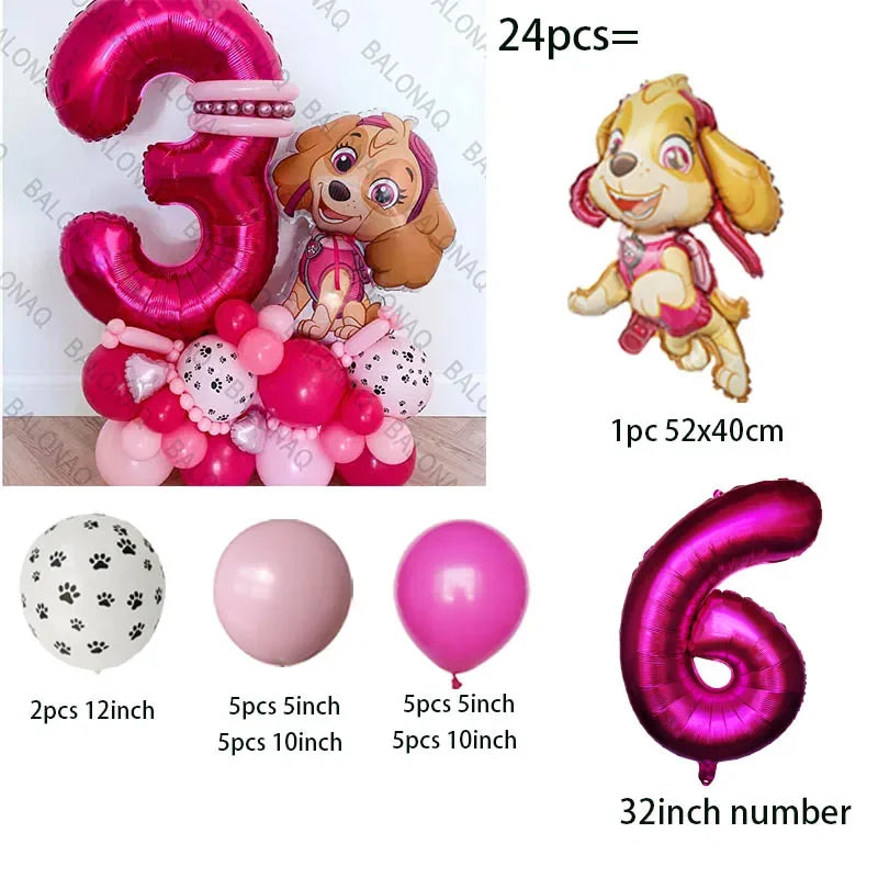 Pink Paw Patrol Party Supplies for Girls – Skye Balloons, Cups, Plates & Tablecloth for Birthday & Baby Shower