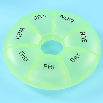 Portable Round Pill Case – 7-Day Weekly Tablet Organizer & Travel Storage Container