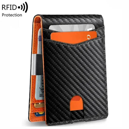 RFID Carbon Fiber Slim Wallet for Men – Luxury Money Bag, Thin Card Holder, Small Short Billfold Purse
