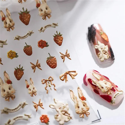 Vintage Rose Flower Nail Stickers – Red & Blue Laser Gold/Silver Nail Art Decals for Manicure Design DIY Beauty Tool