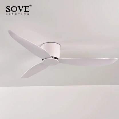 SOVE White Ultra-Thin 17cm DC Ceiling Fan — Low Floor Remote Control, Simple Design, No Light, 220V