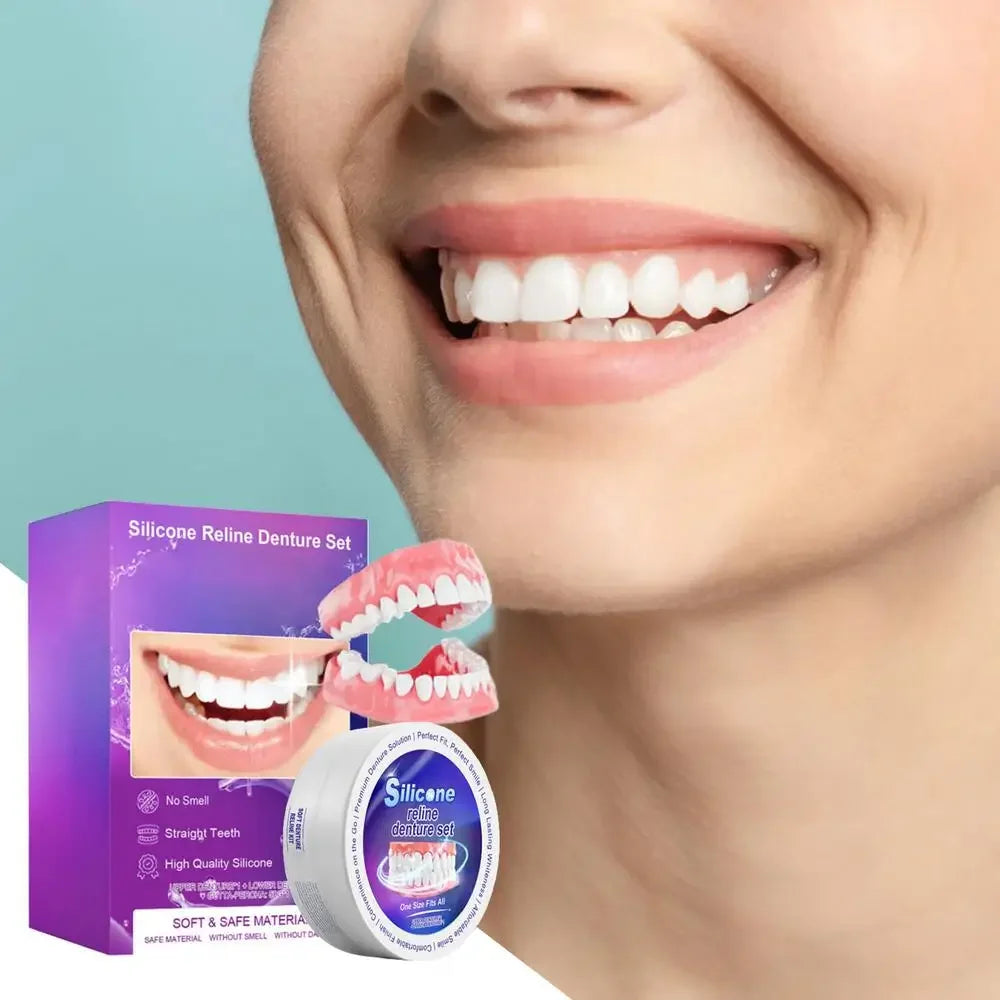 Silicone Denture Set – Temporary Fake Teeth for Orthodontic Fit, Whitening & Oral Hygiene Care