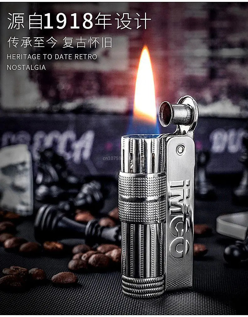 IMCO Aiku 6700 Metal Lighter – Austrian Retro Trench Design, Windproof Kerosene Lighter for Men’s Smoking Gift
