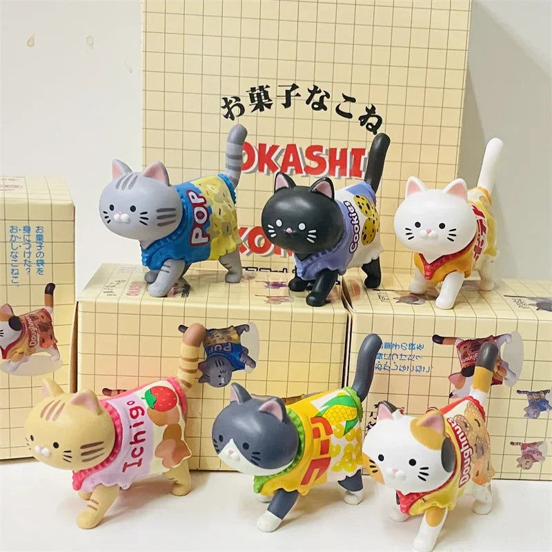 New Cat Blind Box Figure — Candy-Packaged Snack Cat Toy, Kittens Doll Blind Bag, Kids Christmas Gift & Decoration