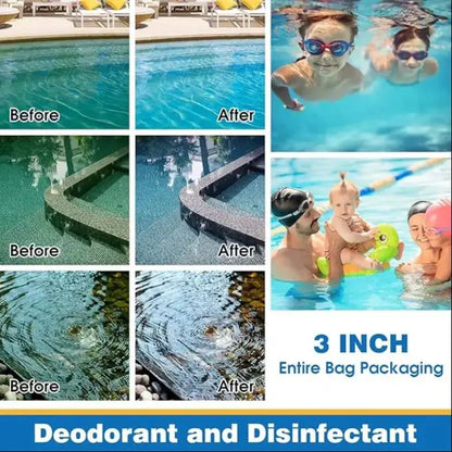 40lb 3-Inch Pool Cleaner Tablets — Slow Dissolving Disinfectant for Swimming Pools, Bathtubs & Spas