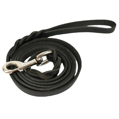 Genuine Leather Dog Leash – Braided Walking & Training Lead for Medium & Large Dogs, Brown & Black